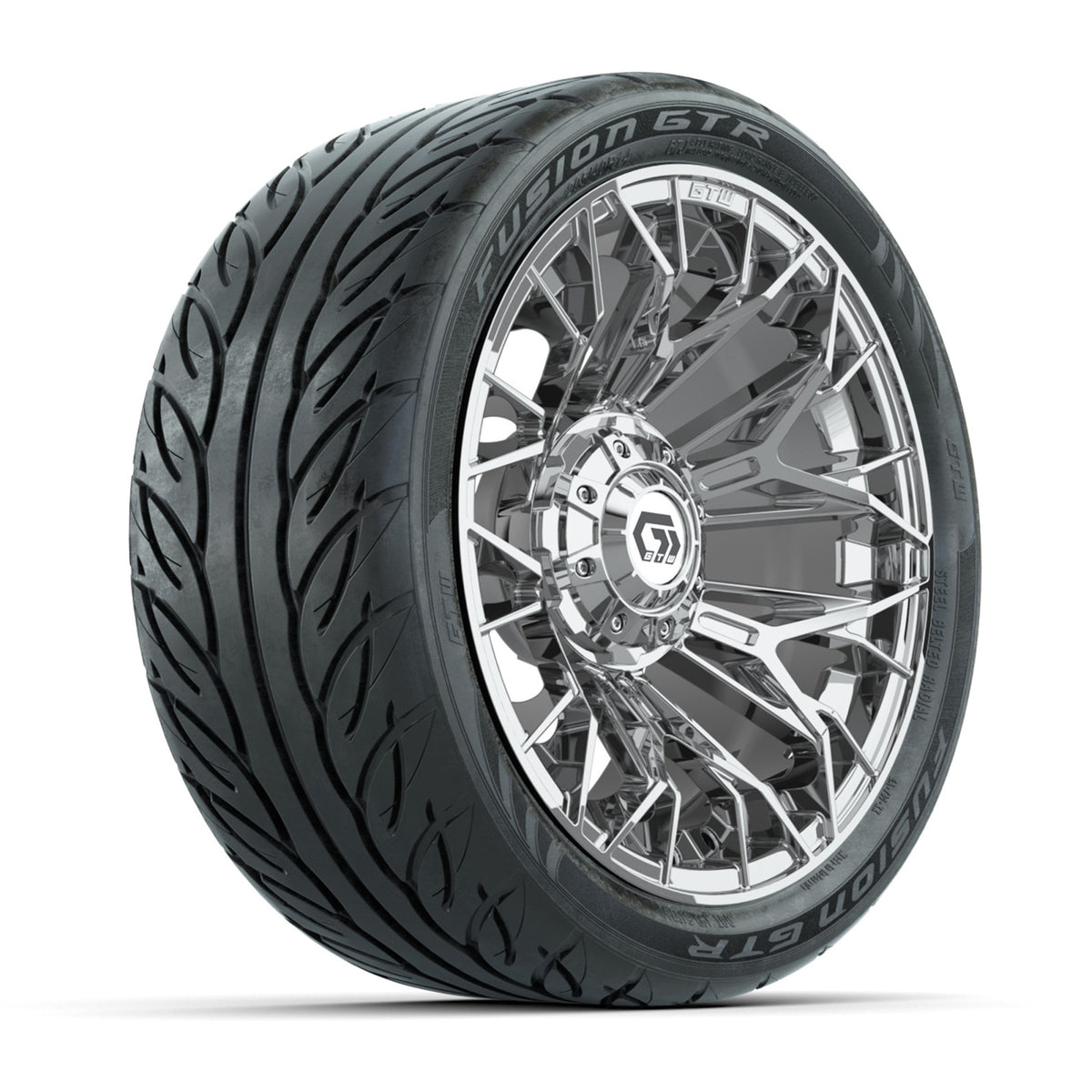 Set of (4) 14" GTW® Stellar Chrome Wheels with 205/40-R14 Fusion GTR Street Tires