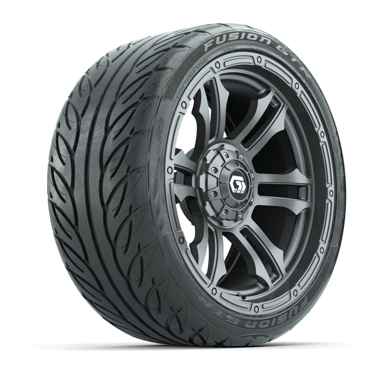 GTW® Shogun Gunmetal 15" Wheels with 215/40-R15 Fusion GTR Steel Belted Street Tires Full Set