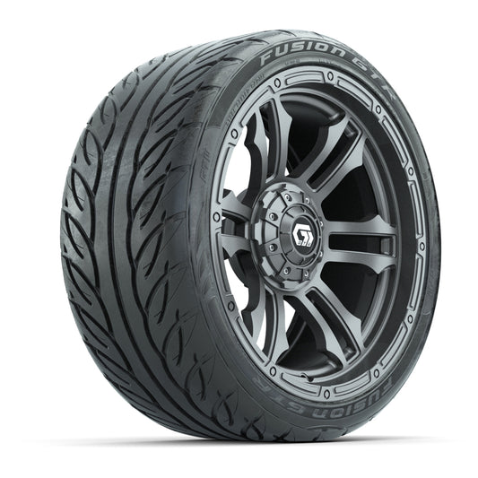 GTW® Shogun Gunmetal 15" Wheels with 215/40-R15 Fusion GTR Steel Belted Street Tires Full Set