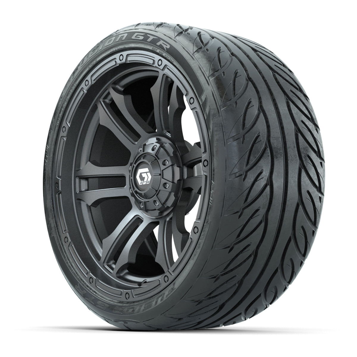 GTW® Shogun Gunmetal 15" Wheels with 215/40-R15 Fusion GTR Steel Belted Street Tires Full Set