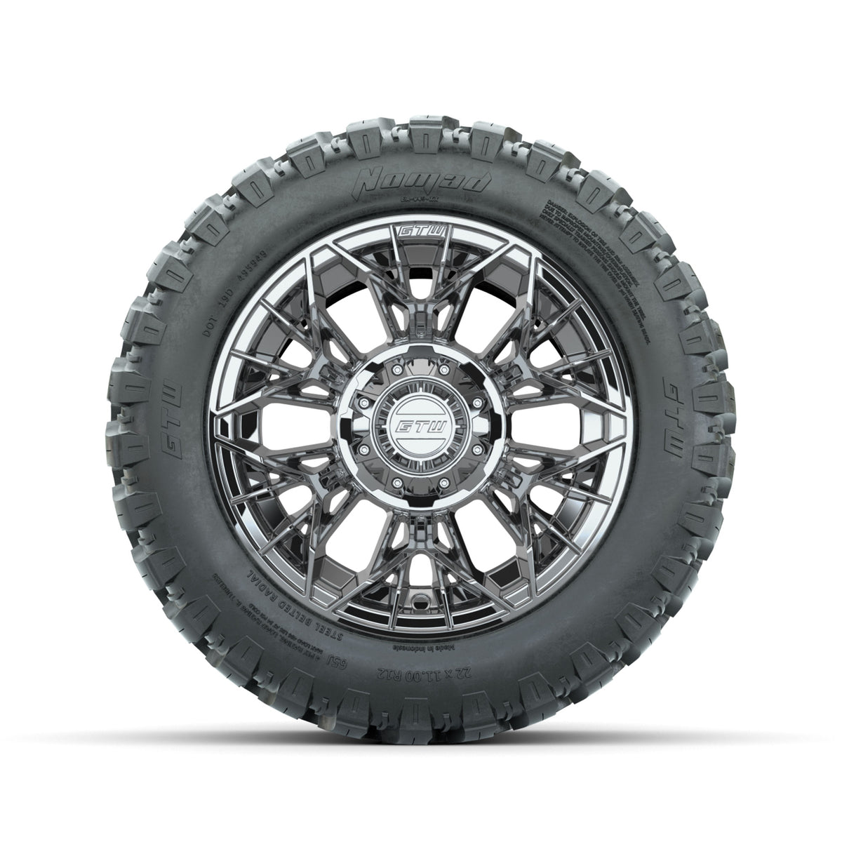 Set of (4) 12" GTW® Stellar Chrome Wheels with 22x11-R12 Nomad All-Terrain Tires