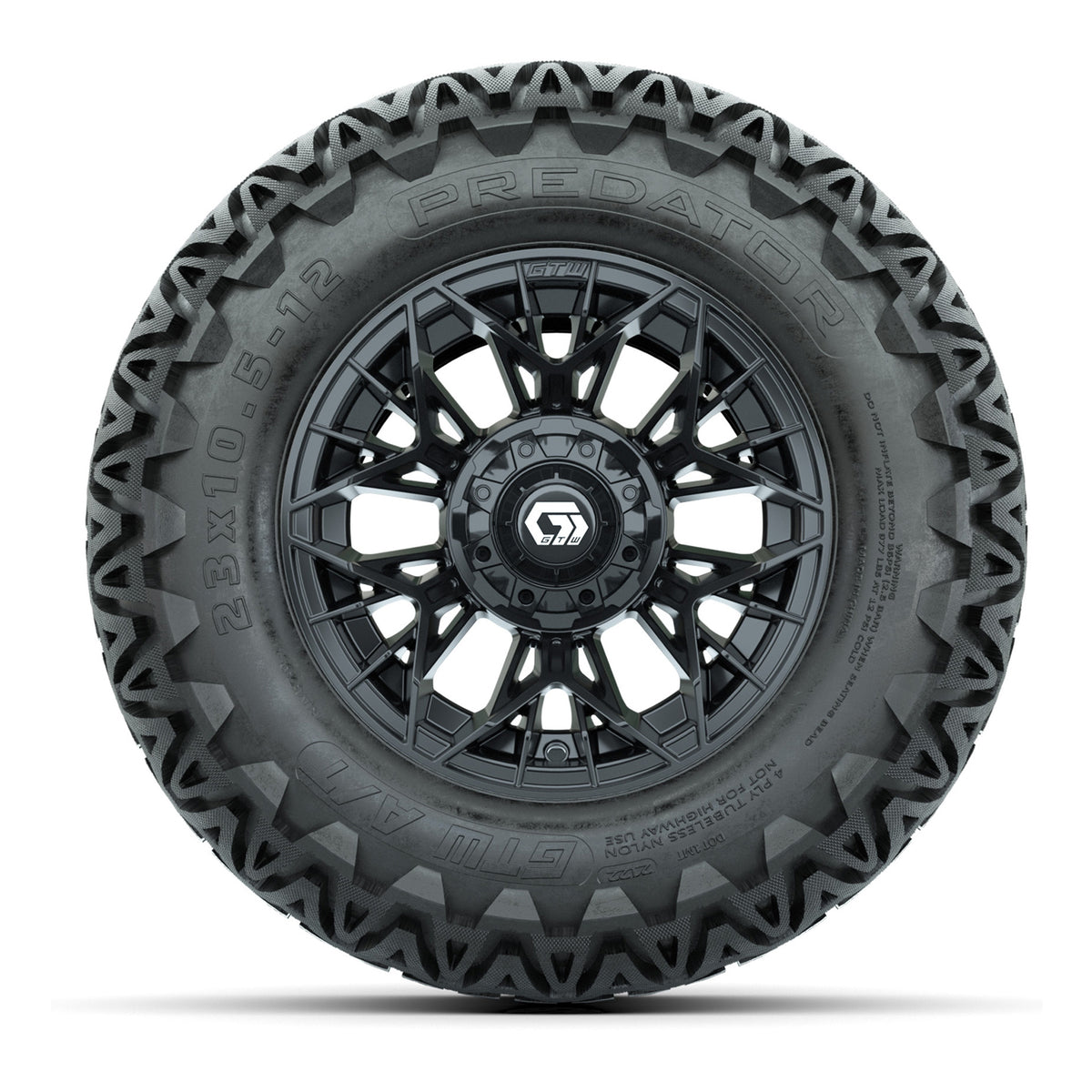 Set of (4) 12" GTW® Stellar Black Wheels with 23x10.5-12 Predator All-Terrain Tires