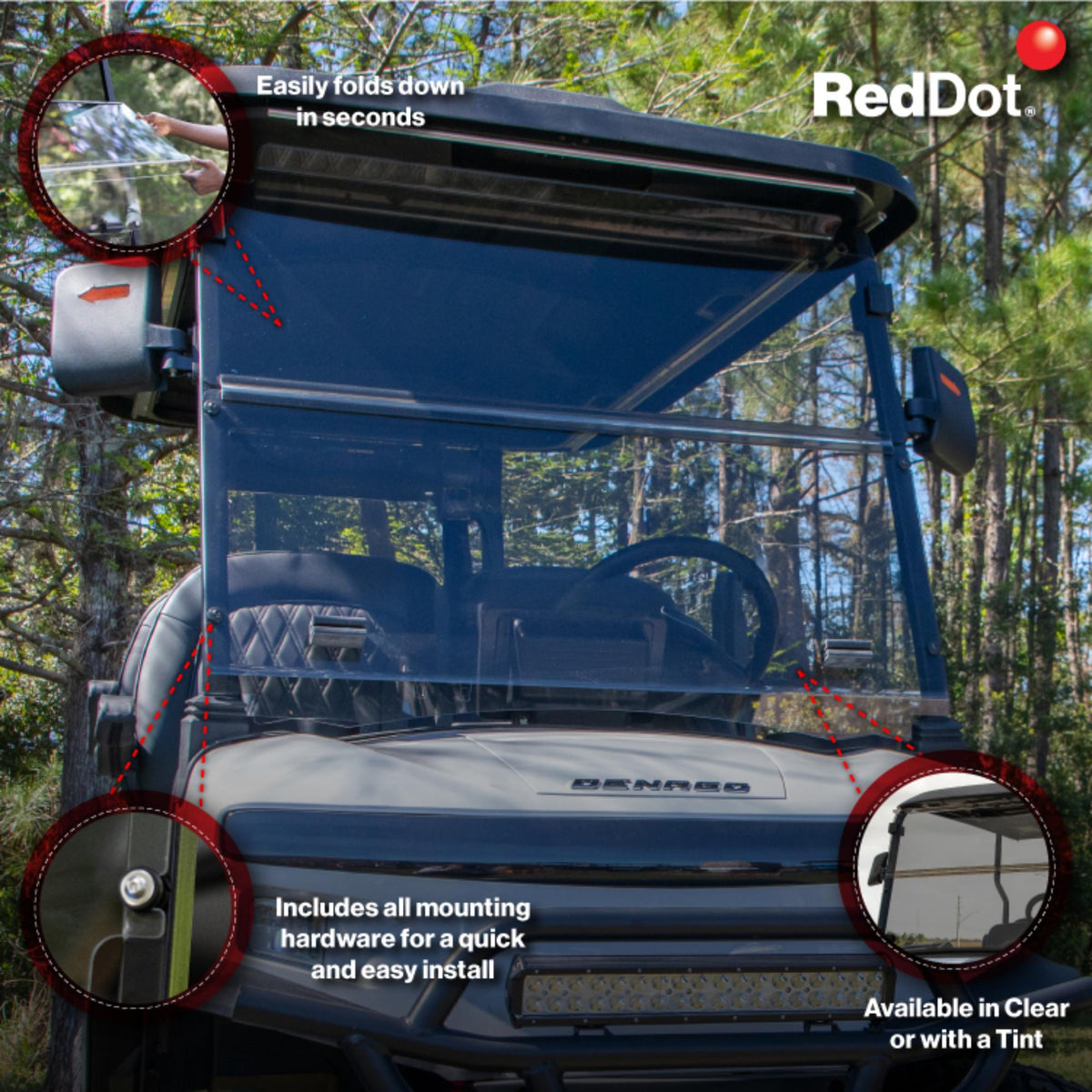 RedDot Denago Rover XL Tinted Folding Windshield | 3/16" Acrylic
