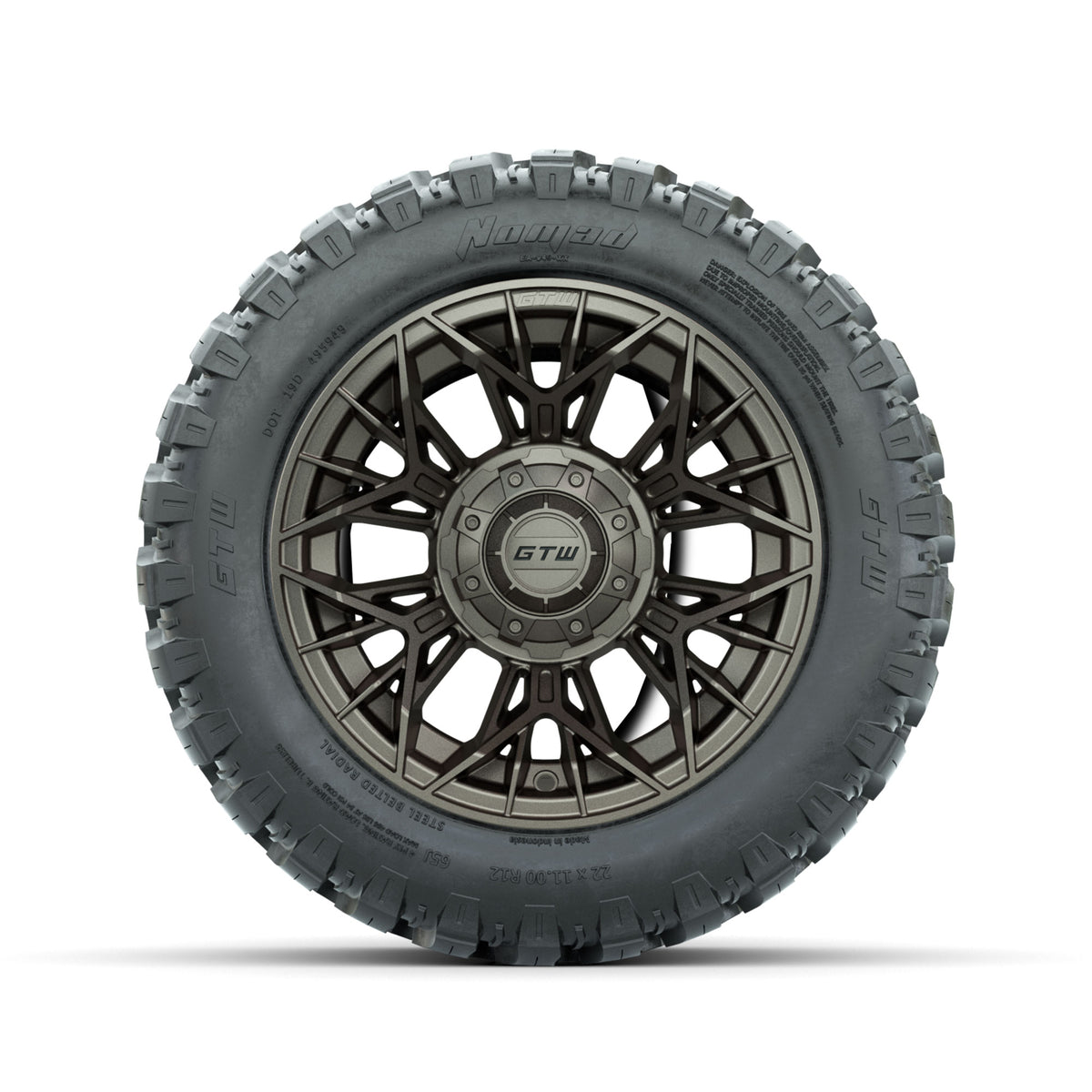 Set of (4) 12" GTW® Stellar Matte Bronze Wheels with 22x11-R12 Nomad All-Terrain Tires