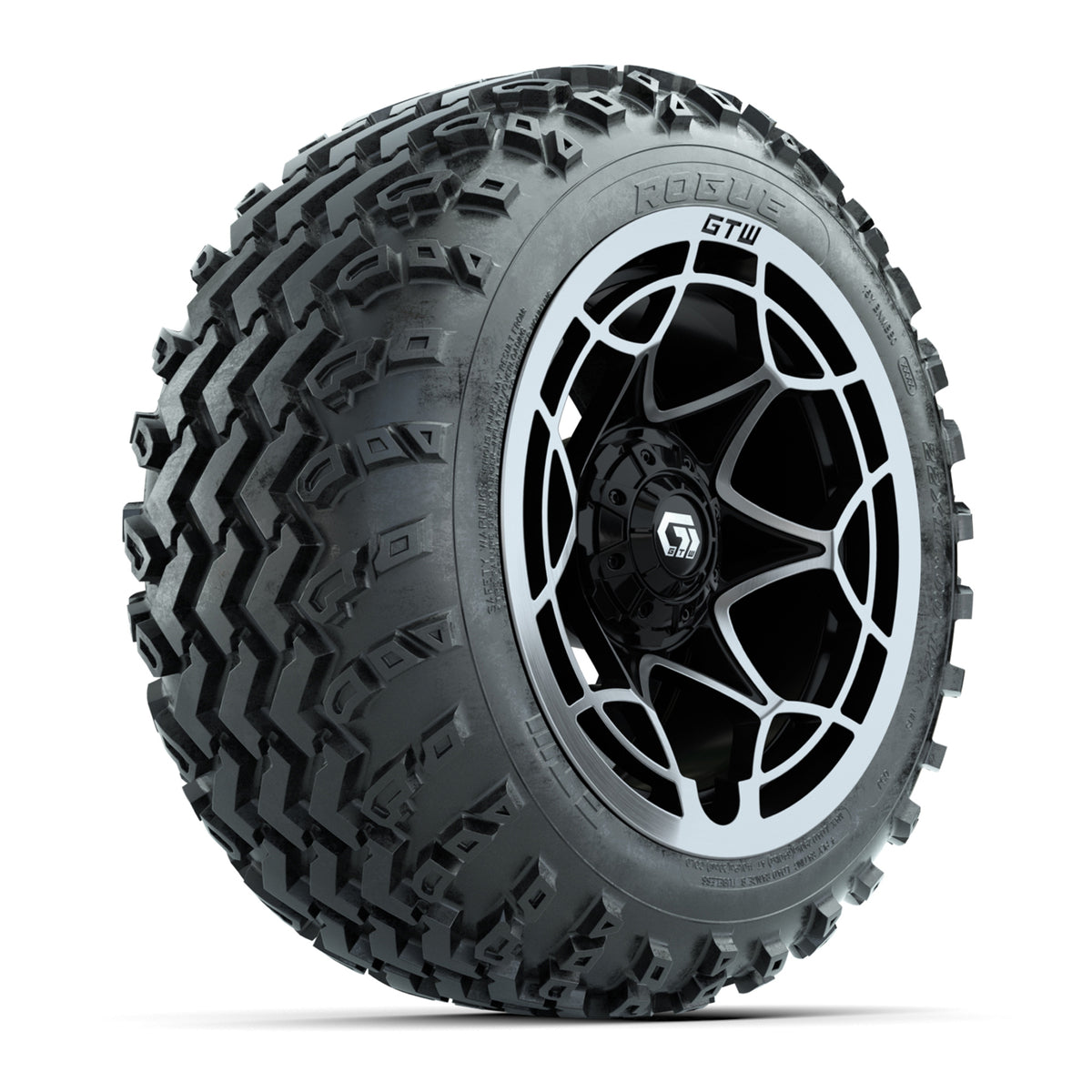 GTW® Nexus Gloss Black 12 in Wheels with 22x11.00-12 Rogue All-Terrain Tires Full Set