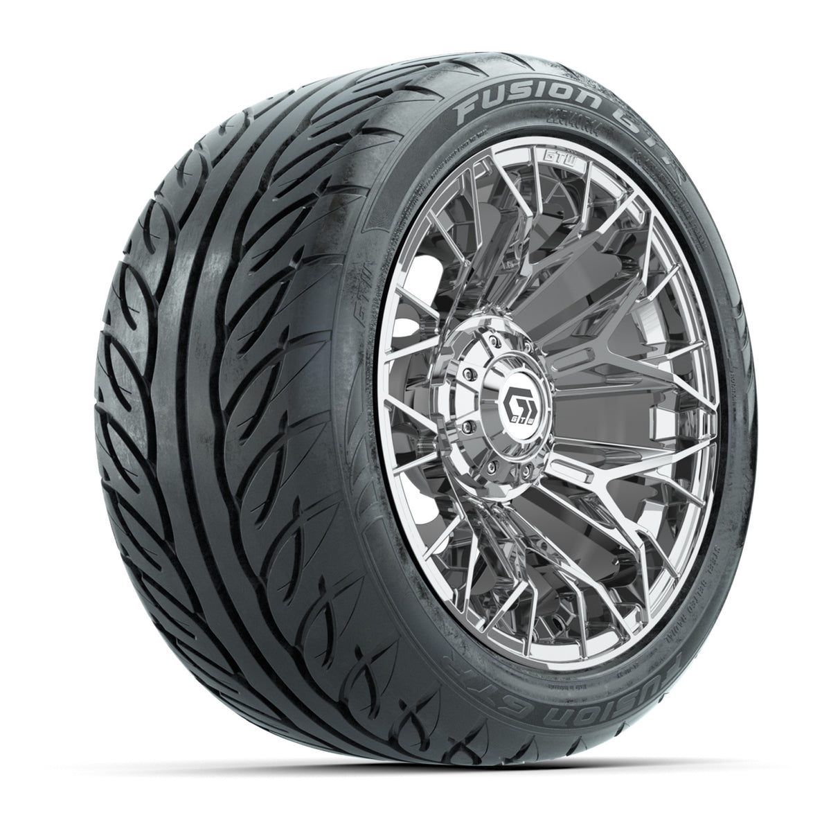 GTW Stellar Chrome 14 in Wheels with 225/40-R14 Fusion GTR Street Tires Full Set
