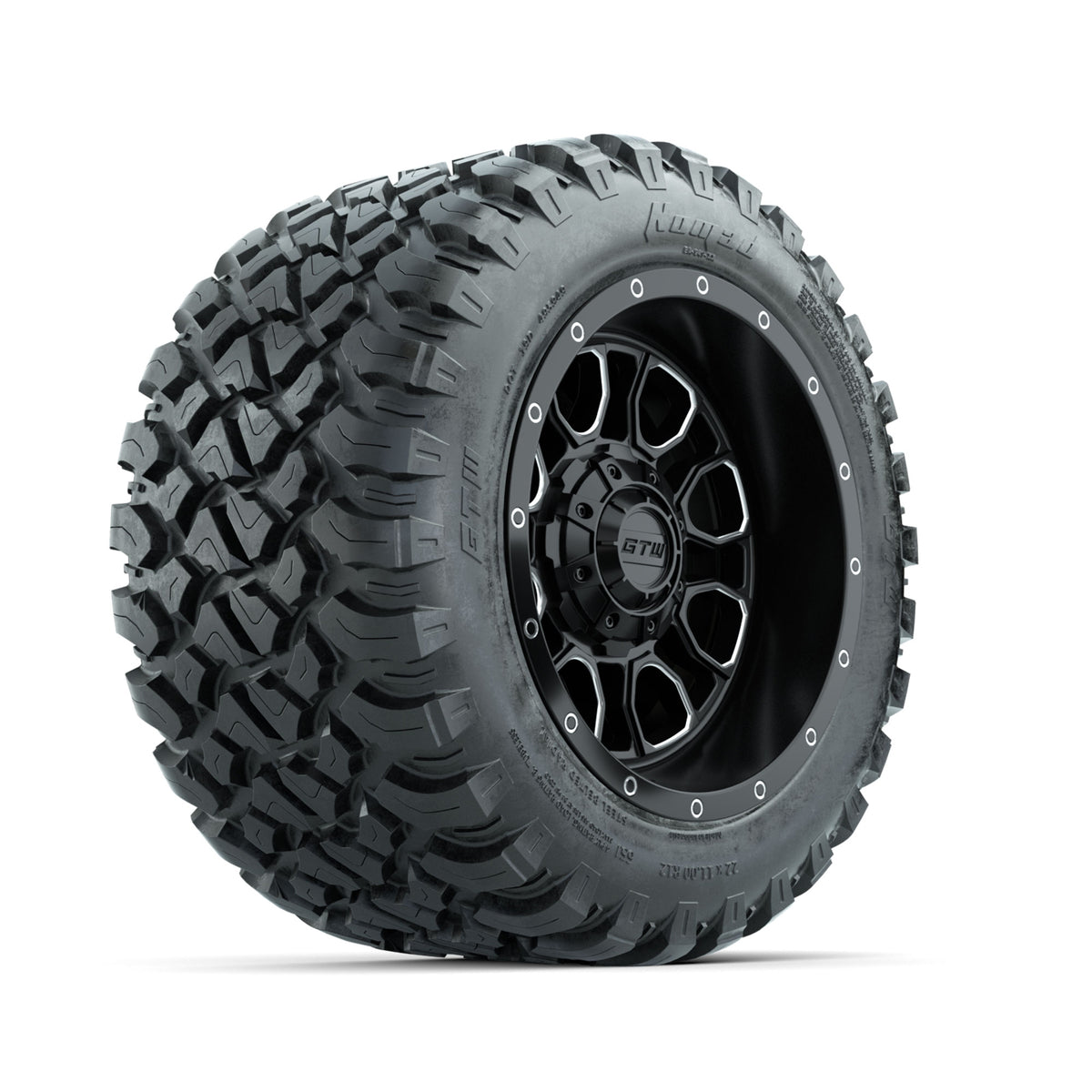 Set of (4) 12" GTW® Volt Machined & Black Wheels with 22x11-R12 Nomad All-Terrain Tires