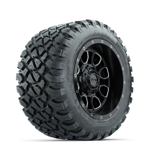 Set of (4) 12" GTW® Volt Machined & Black Wheels with 22x11-R12 Nomad All-Terrain Tires