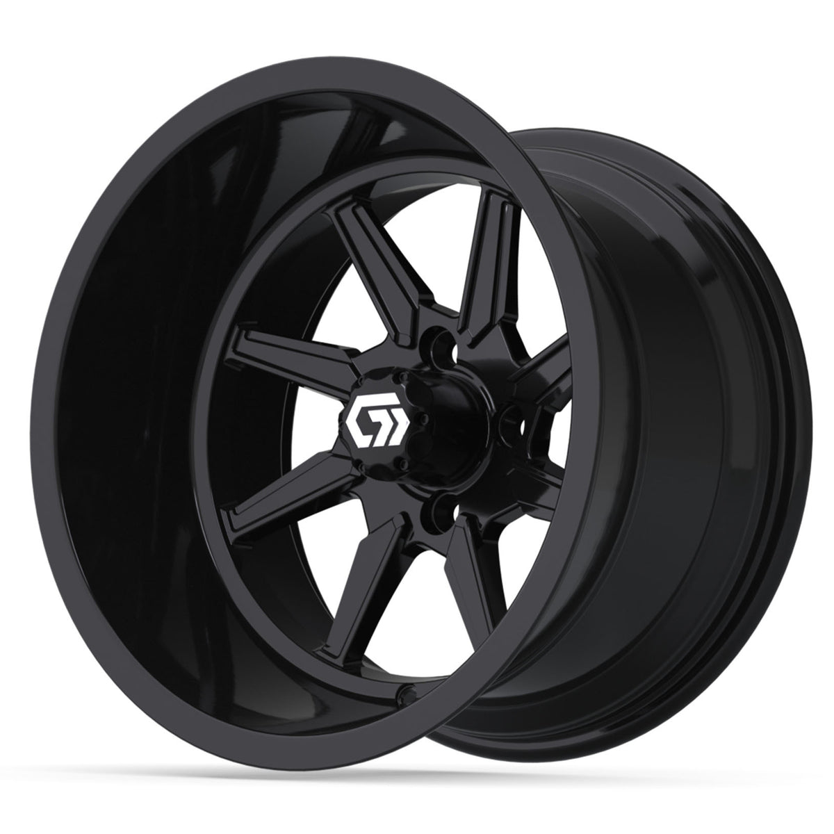 GTW® Reaper Gloss Black 15" Golf Cart Wheel - Single | Deep Dish