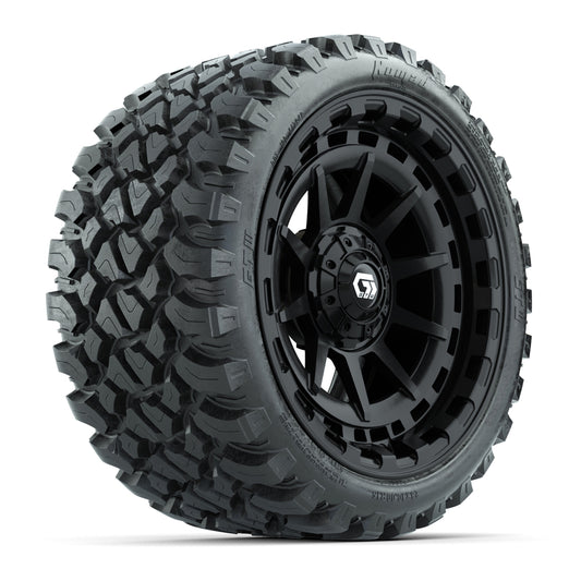 GTW Barricade Gloss Black 15" Wheels with 23x10-R15 Nomad All-Terrain Tires - Set of 4