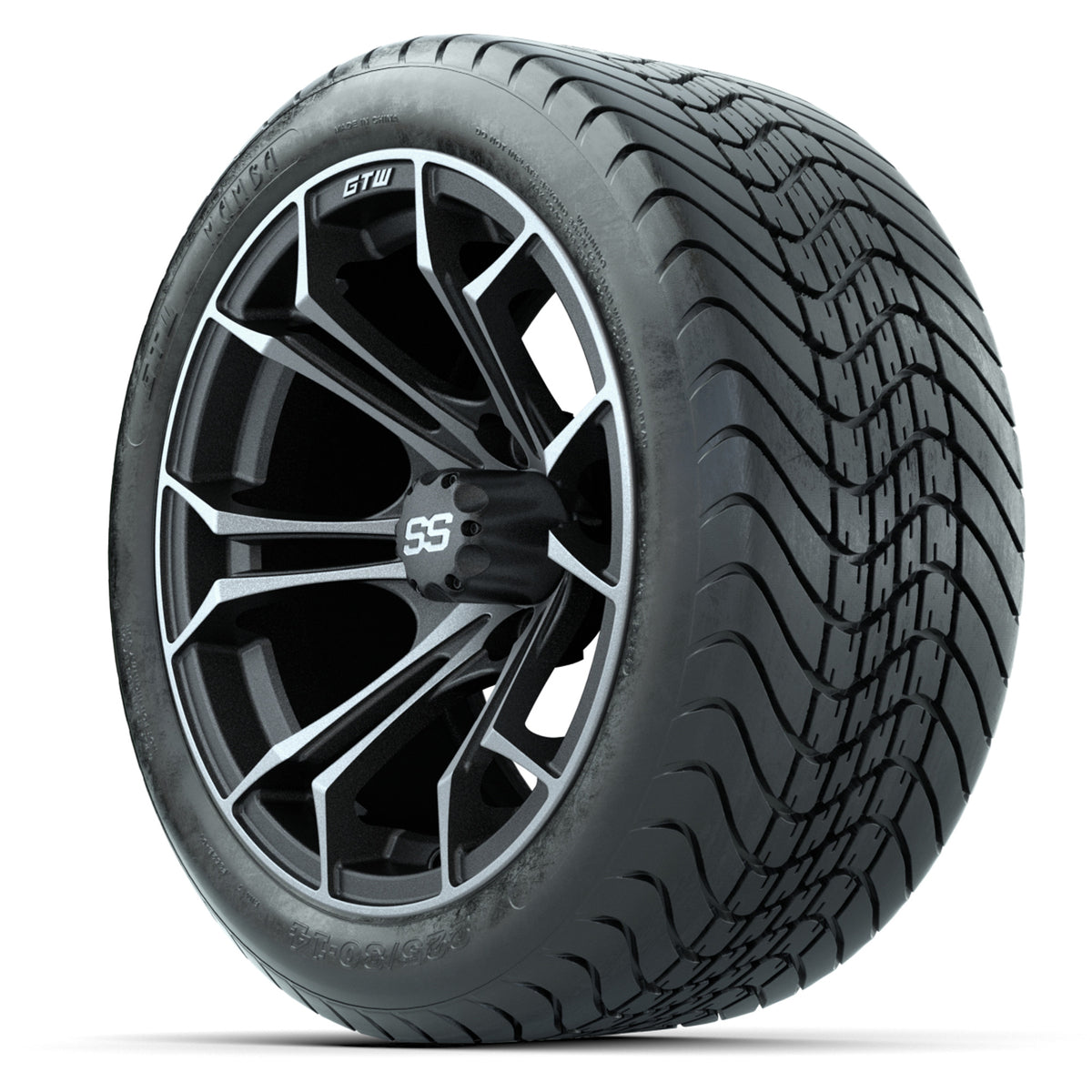 GTW Spyder Matte Grey 14" Wheels with 225/30-14 Mamba Street Tires Full Set
