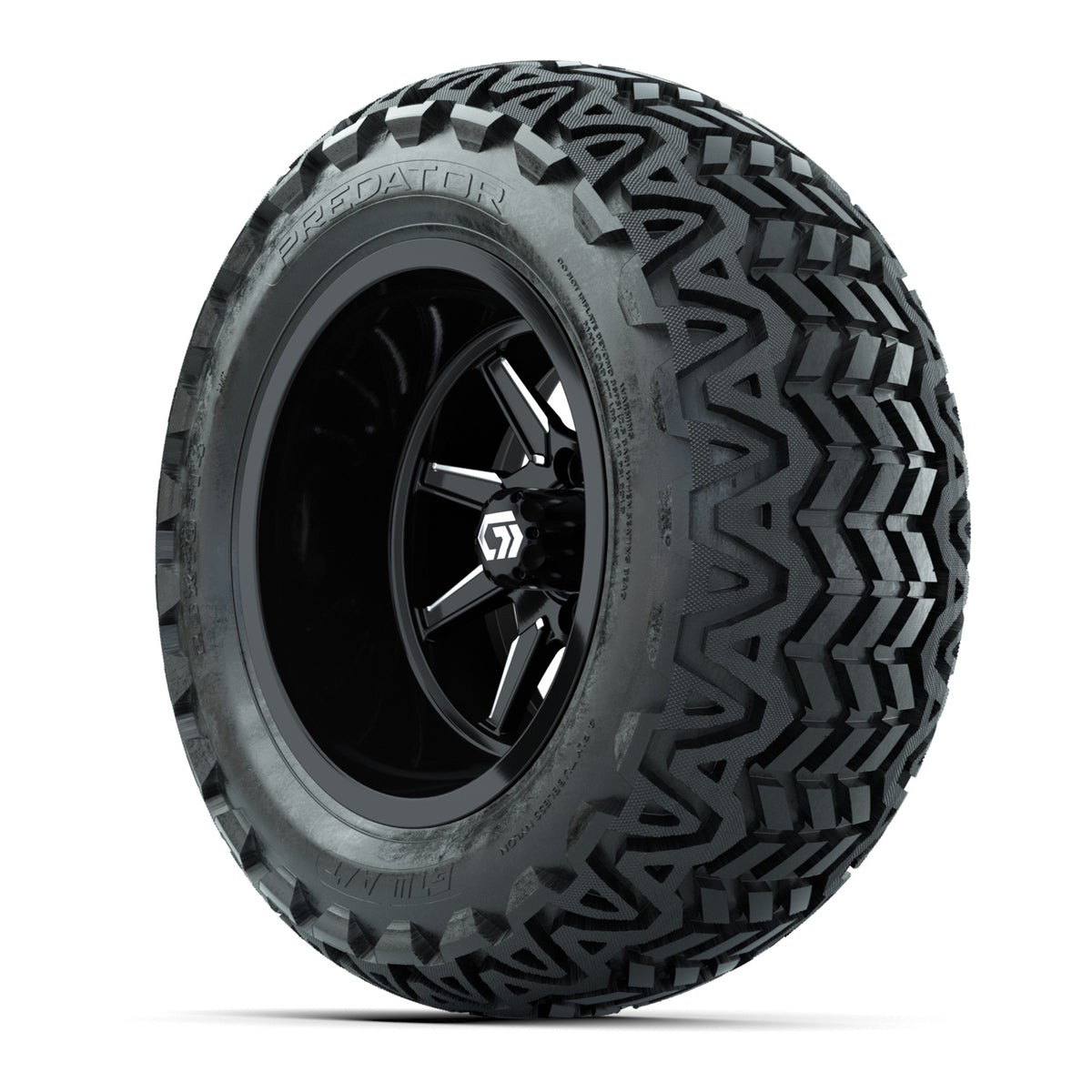 GTW Reaper Black & Machined 14" Golf Cart Wheels & 23X10-14 Predator A/T Tires – Set of 4