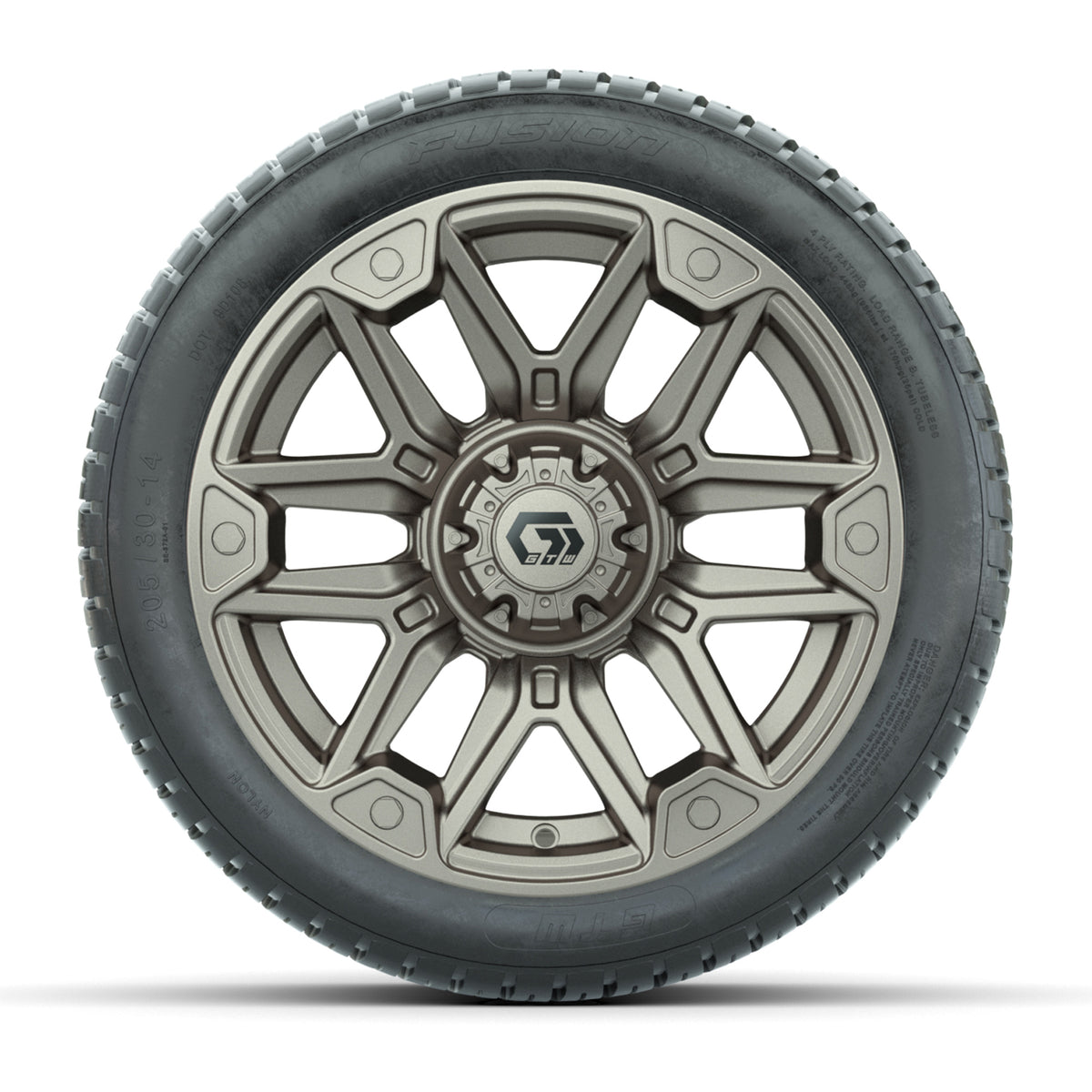 GTW® Graffiti Satin Bronze 14 in Wheels with 205/30-14 Fusion Street Tires Full Set