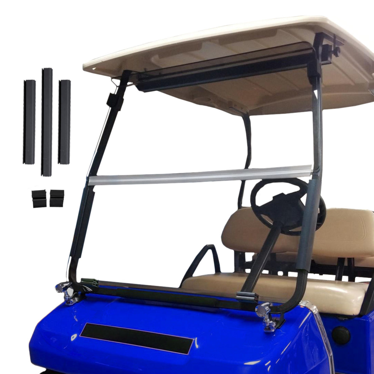 Clear Club Car DS Folding Windshield - 1/4" (Years 2000-Up) Made in USA