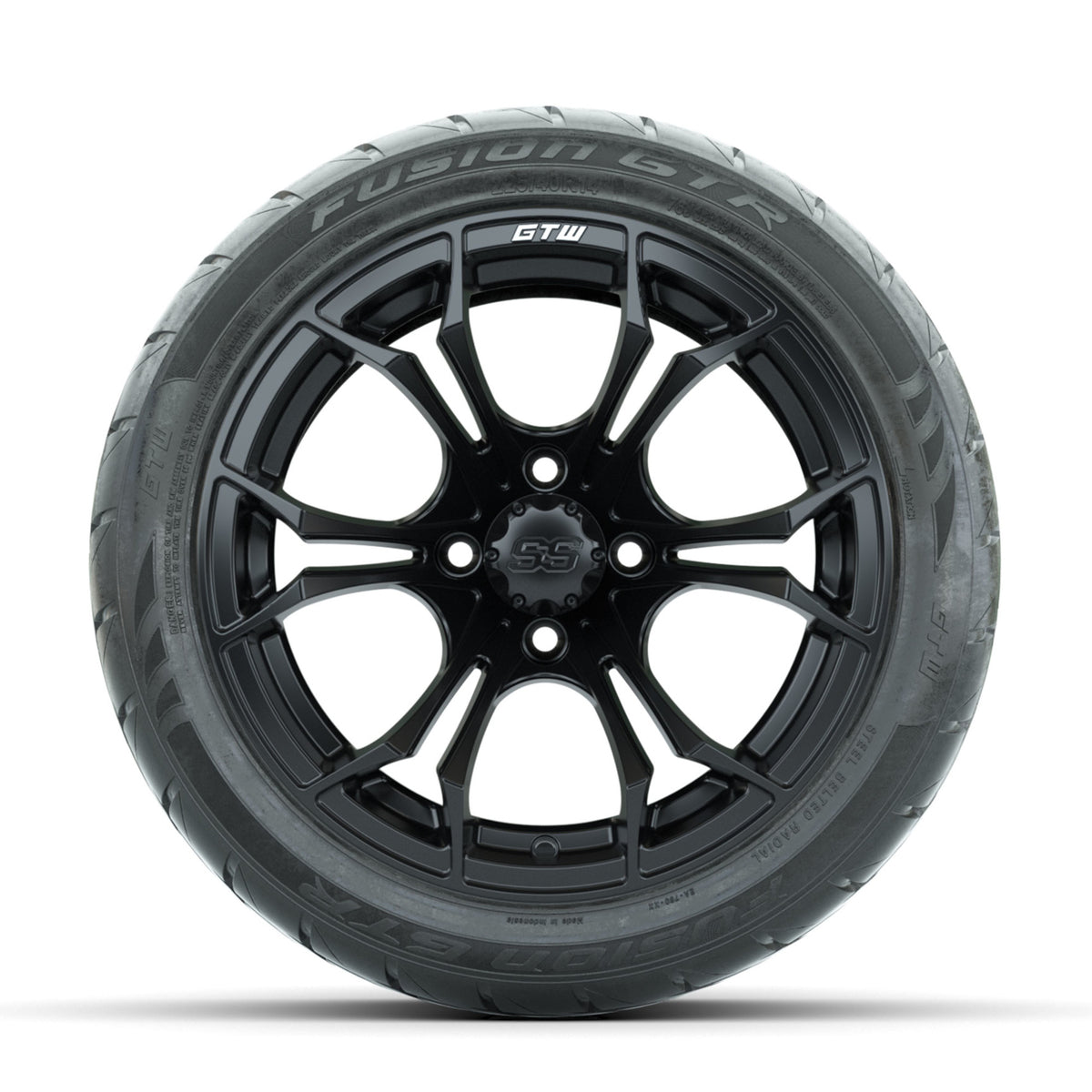 GTW Spyder Matte Black 14 in Wheels with 225/40-R14 Fusion GTR Street Tires Full Set