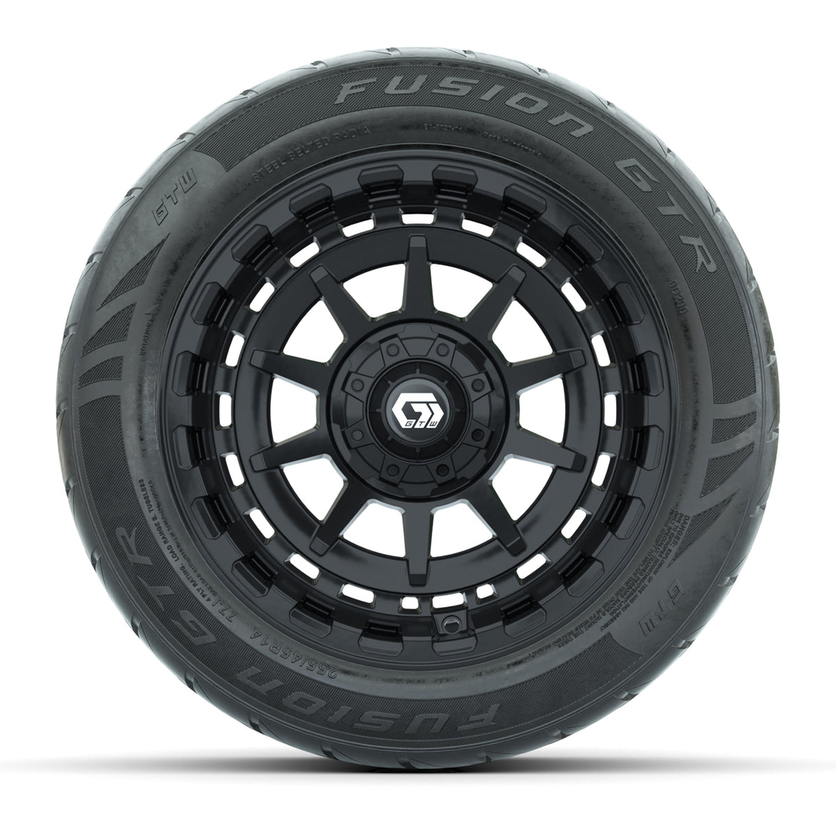 GTW Barricade Black 14" Wheels & 255/45-R14 Fusion GTR Street Tires – Set of 4