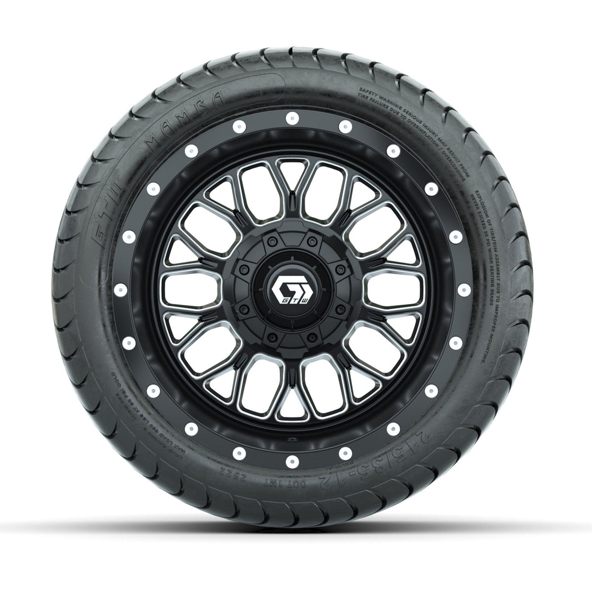 Set of (4) 12" GTW® Helix Machined & Black Wheels with 215/35-12 Mamba Street Tires