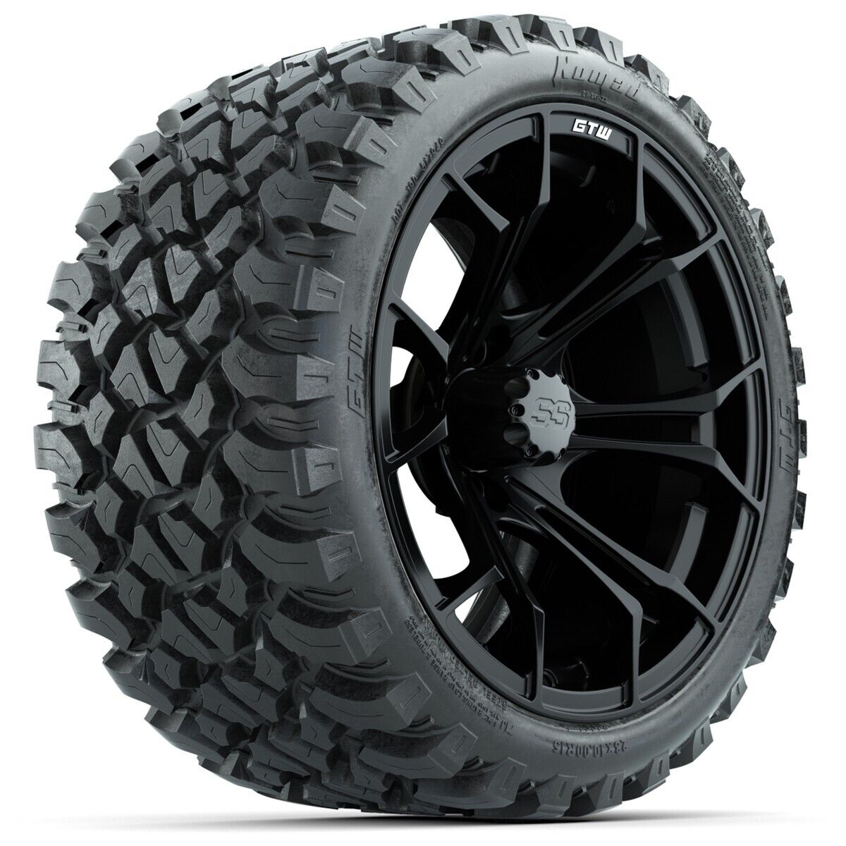 GTW Spyder Matte Black 15" Wheels with 23x10-R15 Nomad All-Terrain Tires - Set of 4