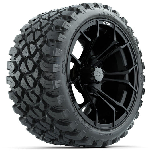 GTW Spyder Matte Black 15" Wheels with 23x10-R15 Nomad All-Terrain Tires - Set of 4