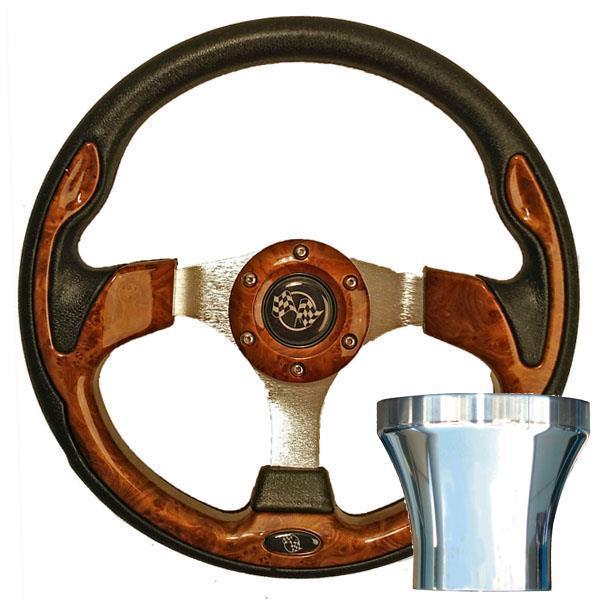 STEERING WHEEL KIT, WOODGRAIN/RALLY 12.5 W/CHROME ADAPTER, Y