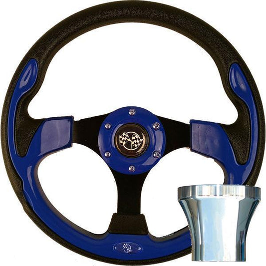 GTW 12.5" Blue Rally Steering Wheel Kit with Chrome Adapter – Yamaha G2-G29/Drive