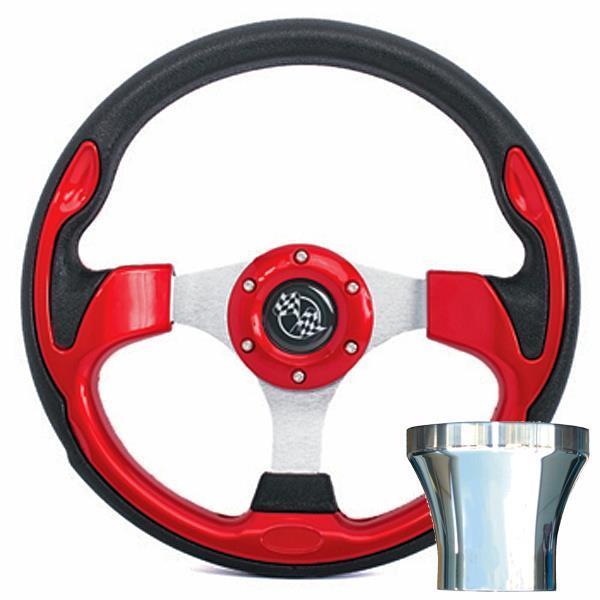 STEERING WHEEL KIT, RED/RALLY 12.5 W/CHROME ADAPTER, YAMAHA