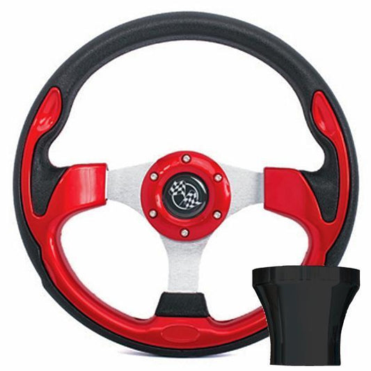 STEERING WHEEL KIT, RED/RALLY 12.5 W/BLACK ADAPTER, CC PRECE