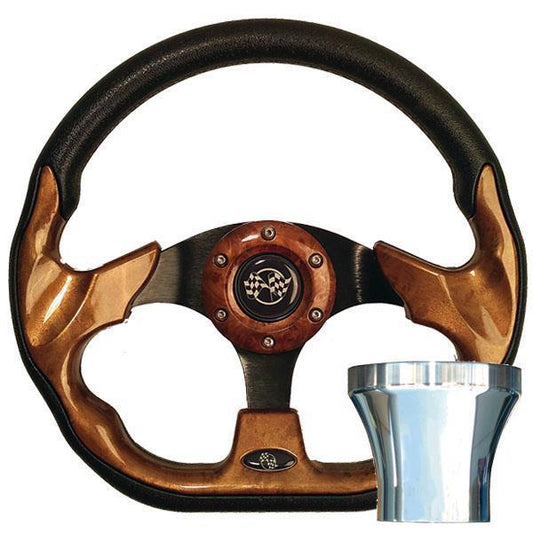 STEERING WHEEL KIT, WOODGRAIN/RACE 12.5 W/CHROME ADAPTER, YA