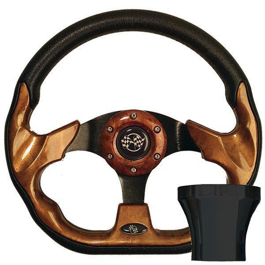 STEERING WHEEL KIT, WOODGRAIN/RACE 12.5 W/BLACK ADAPTER, E-Z