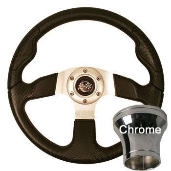 GTW Black Sport 13.5" Steering Wheel Kit with Chrome Adapter | Club Car Precedent