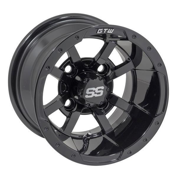 GTW Storm Trooper 10x7 Gloss Black Golf Cart Wheel (Single)