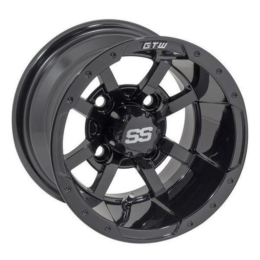 GTW Storm Trooper 10x7 Gloss Black Golf Cart Wheel (Single)