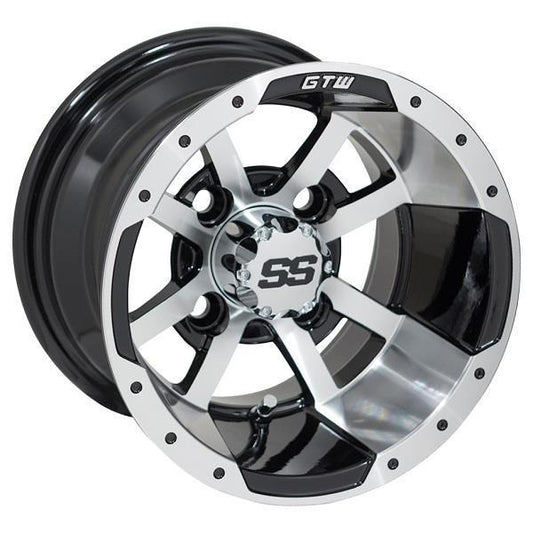GTW Storm Trooper 10x7 Machined Black Golf Cart Wheel (Single)