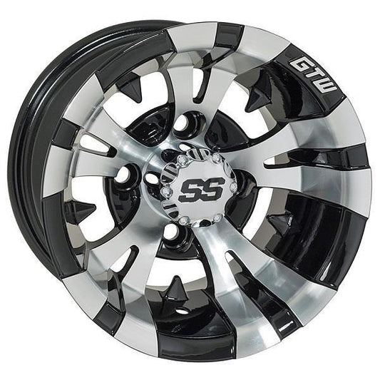 GTW Vampire 10x7 Machined Black Golf Cart Wheel (Single)