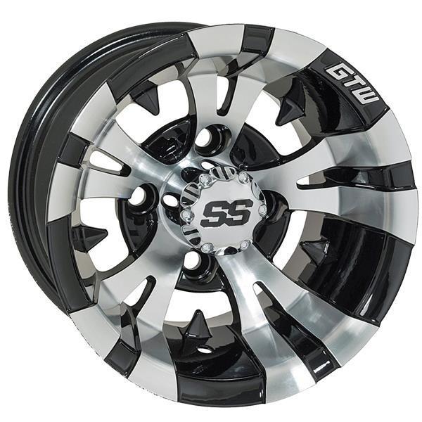 GTW Vampire 12x7 Machined Black Golf Cart Wheel (Single)