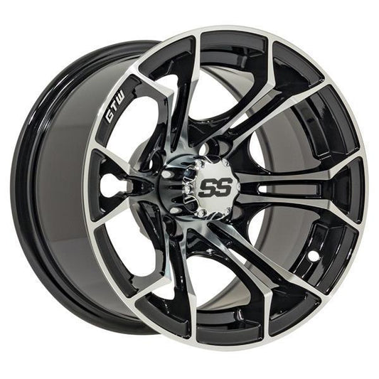 GTW Spyder 12x7 Matte Black Golf Cart Wheel (Single)