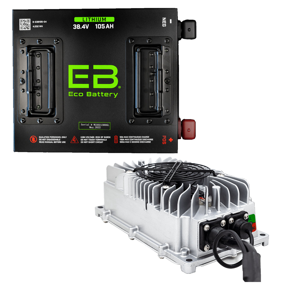 Eco Battery 38V 105Ah Lithium Golf Cart Battery - Choose Your Model Complete Bundle