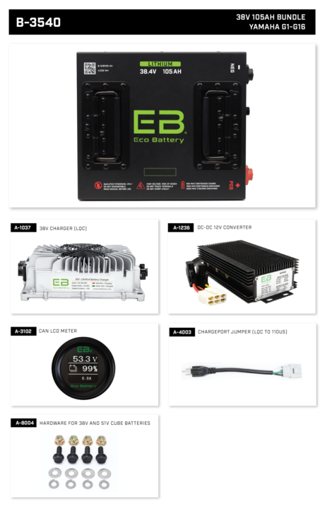 Eco Battery 51V 60Ah Lithium Golf Cart Battery - Choose Your Model Complete Bundle