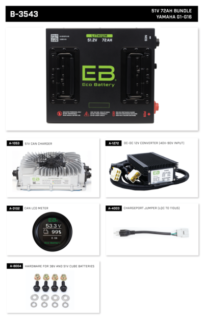Eco Battery 51V 60Ah Lithium Golf Cart Battery - Choose Your Model Complete Bundle